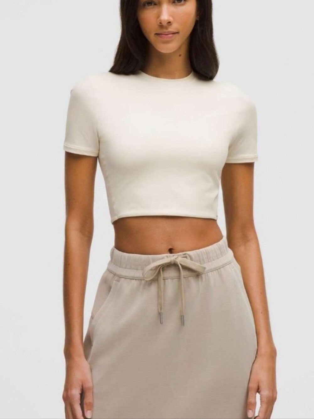 lululemon athletica Light Ivory Cropped Crewneck Top